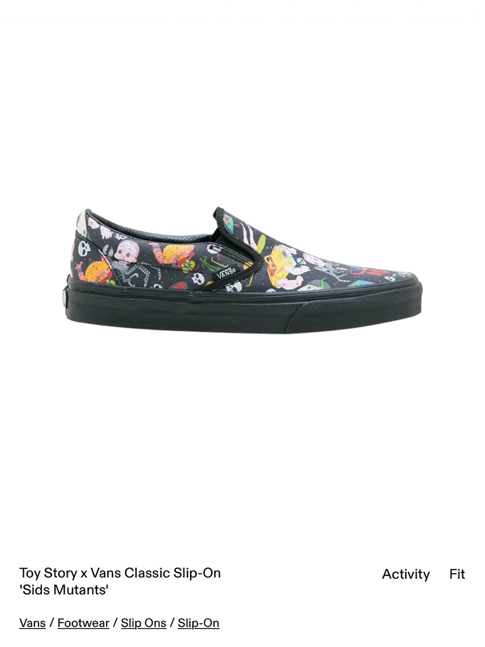 Vans x Toy Story “Sid’s Mutants” Black Slip-On Sneakers